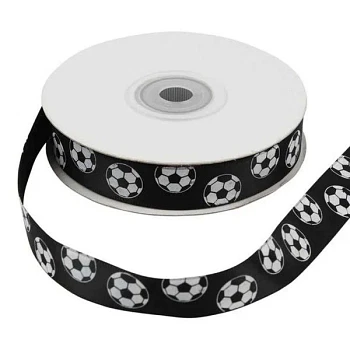 Dekorationsbånd Fodbold sort 1,5cm x 6m festartikler