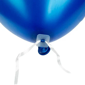 Ballonklemme med bånd hvid, 100 stk. festartikler