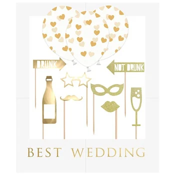 Photobooth selfiesticks Best Wedding hvid/guld festartikler
