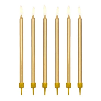 Kagelys guld metallic 14cm, 12 stk. festartikler