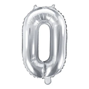 Folieballon tal "0" sølv 35cm talballon