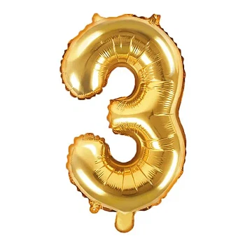 Folieballon tal "3" guld 35cm festartikler