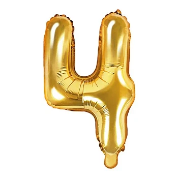 Folieballon tal "4" guld 35cm festartikler