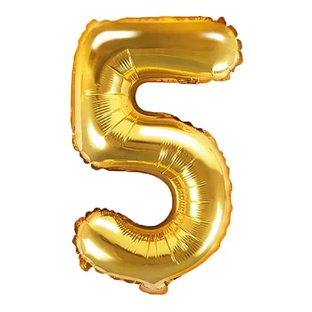 Folieballon tal "5" guld 35cm festartikler
