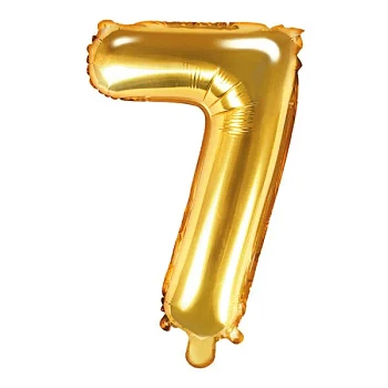 Folieballon tal "7" guld 35cm festartikler