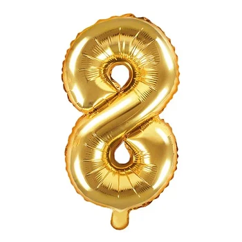 Folieballon tal "8" guld 35cm festartikler