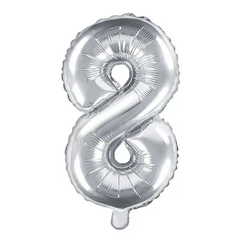 Folieballon tal "8" sølv 35cm talballon