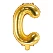 Guld folieballon bogstaver "C" 35cm