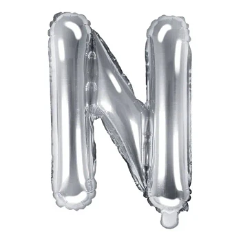 Folieballon bogstaver "N" sølv 35cm