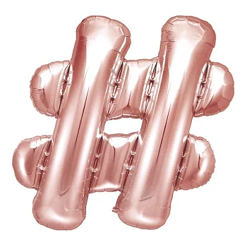 Folieballon bogstav "#" rosegold 35cm hashtag