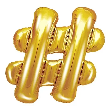 Guld folieballon bogstaver "#" 35cm