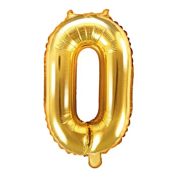 Folieballon tal "0" guld 35cm festartikler
