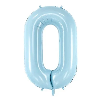 Folieballon tal "0" lyseblå 86cm talballon