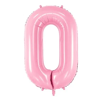 Folieballon tal "0" lys pink 86cm stor talballon