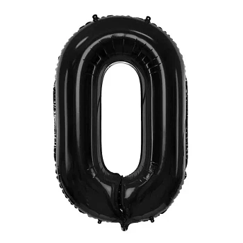 Folieballon tal "0" sort 86cm stor talballon