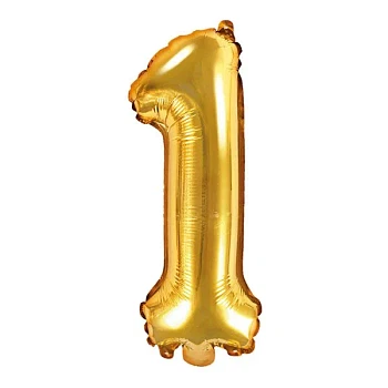 Folieballon tal "1" guld 35cm festartikler