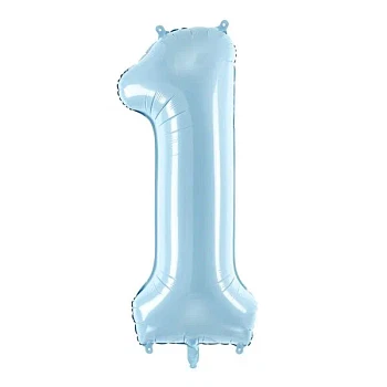 Folieballon tal "1" lyseblå 86cm talballon