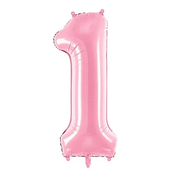 Folieballon tal "1" lys pink 86cm stor talballon