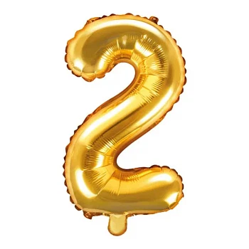Folieballon tal "2" guld 35cm festartikler