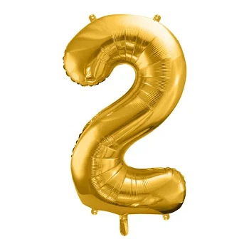 Folieballon tal 2 guld 86cm festartikler
