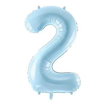 Folieballon tal "2" lyseblå 86cm talballon