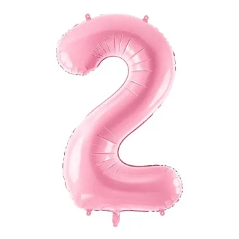 Folieballon tal "2" lys pink 86cm stor talballon
