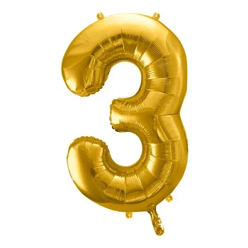 Folieballon tal 3 guld 86cm festartikler