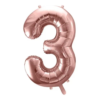 Folieballon tal "3" rosegold 86cm talballon