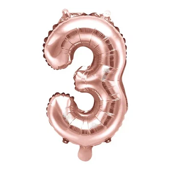 Folieballon tal "3" rosegold 35cm talballon