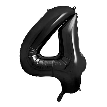 Folieballon tal "4" sort 86cm stor talballon