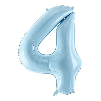 Folieballon tal "4" lyseblå 86cm talballon