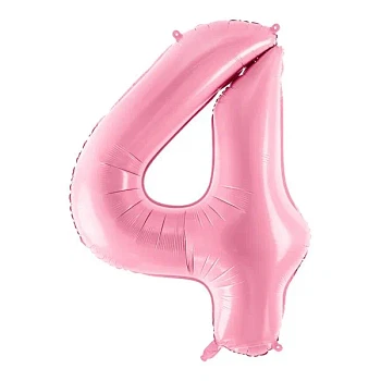 Folieballon tal "4" lys pink 86cm stor talballon