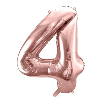 Folieballon tal "4" rosegold 86cm talballon