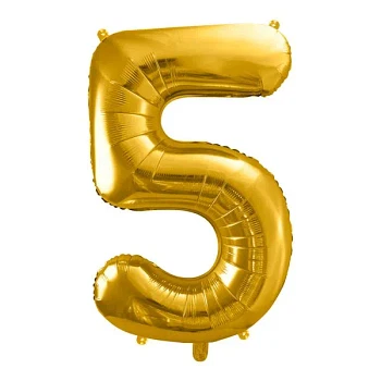 Folieballon tal 5 guld 86cm festartikler