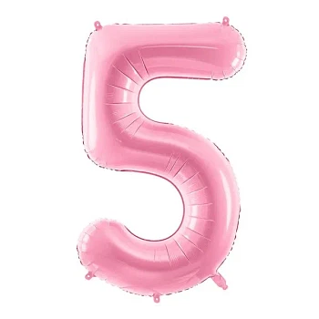 Folieballon tal "5" lys pink 86cm stor talballon