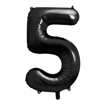 Folieballon tal "5" sort 86cm stor talballon