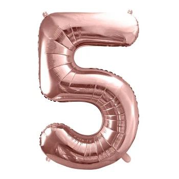 Folieballon tal "5" rosegold 86cm talballon