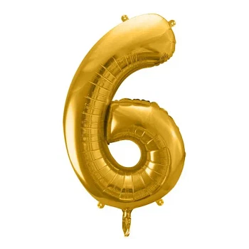 Folieballon tal 6 guld 86cm festartikler