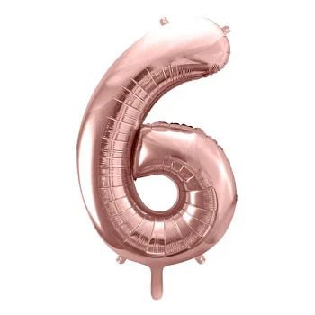 Folieballon tal "6" rosegold 86cm talballon