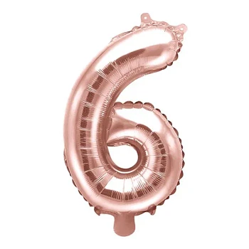 Folieballon tal "6" rosegold 35cm festartikler