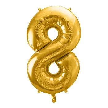 Folieballon tal 8 guld 86cm festartikler
