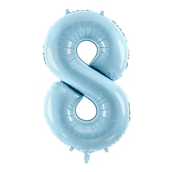 Folieballon tal "8" lyseblå 86cm talballon