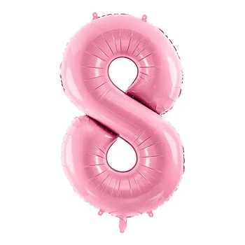 Folieballon tal "8" lys pink 86cm stor lyserød talballon