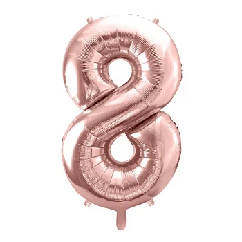 Folieballon tal "8" rosegold 86cm talballon
