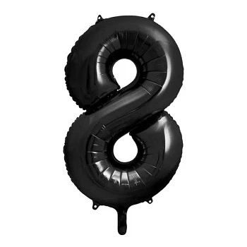 Folieballon tal "8" sort 86cm stor talballon