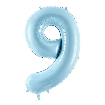 Folieballon tal "9" lyseblå 86cm talballon