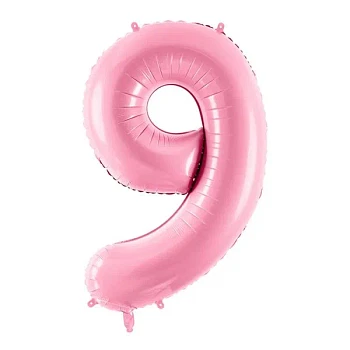 Folieballon tal "9" lys pink 86cm stor lyserød talballon
