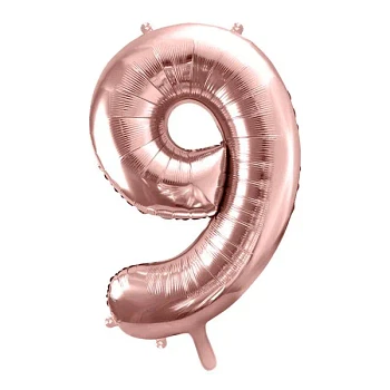 Folieballon tal "9" rosegold 86cm talballon