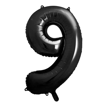 Folieballon tal "9" sort 86cm stor talballon