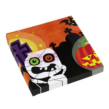 Servietter Halloween hvid/orange/sort 33cm x 33cm, 20 stk. festartikler